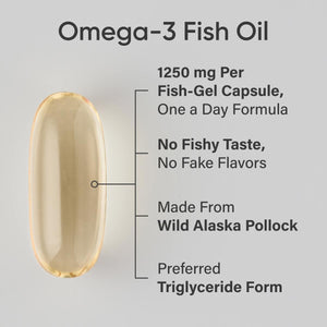 Sports Research Triple Strength Omega 3 Fish Oil - Burpless Fish Oil Supplement W/Epa & DHA 1250 Mg, 90 Ct