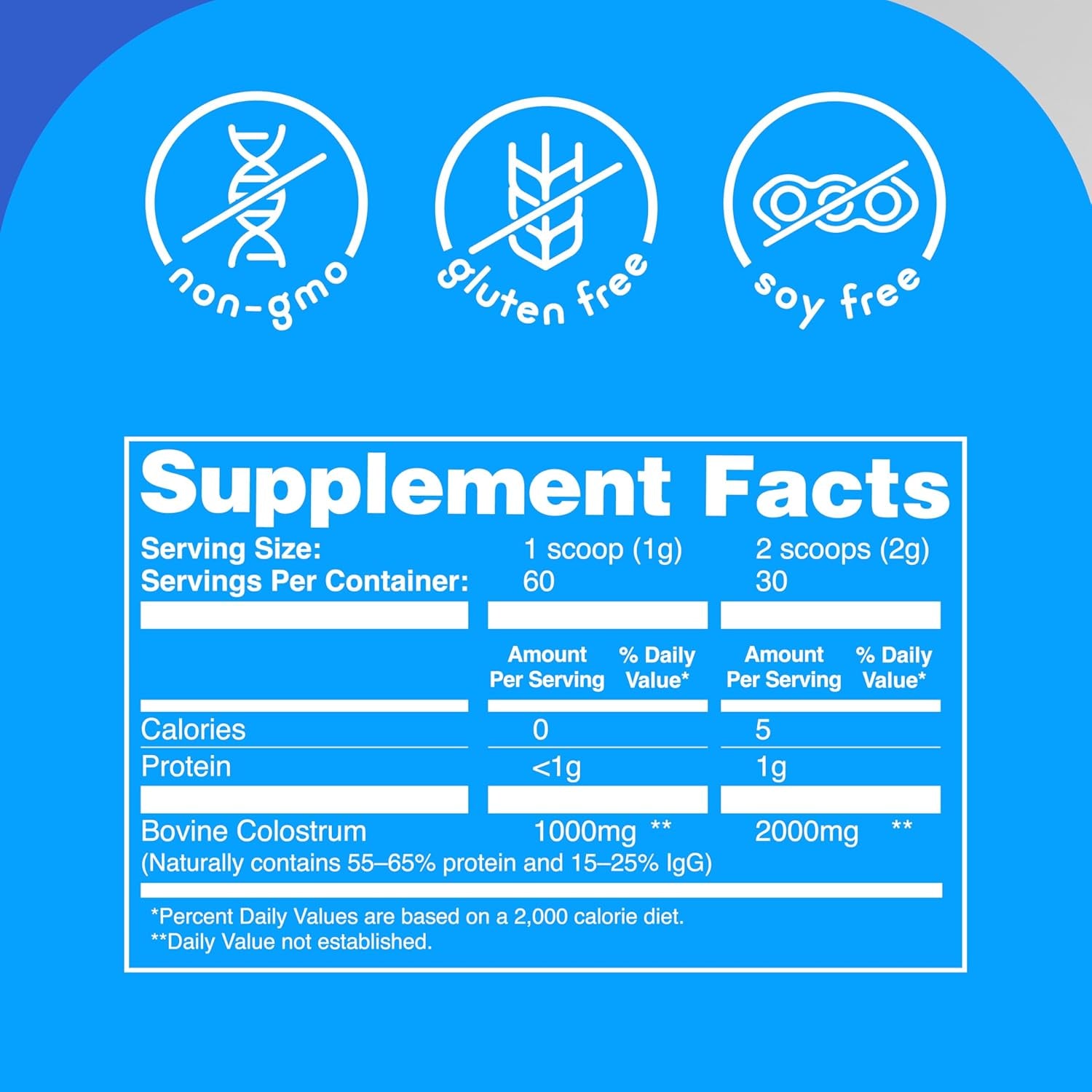 Zena Nutrition Bovine Colostrum Powder Supplement for Gut Health, Immune & Digestive Support, 2000Mg 30 Servings