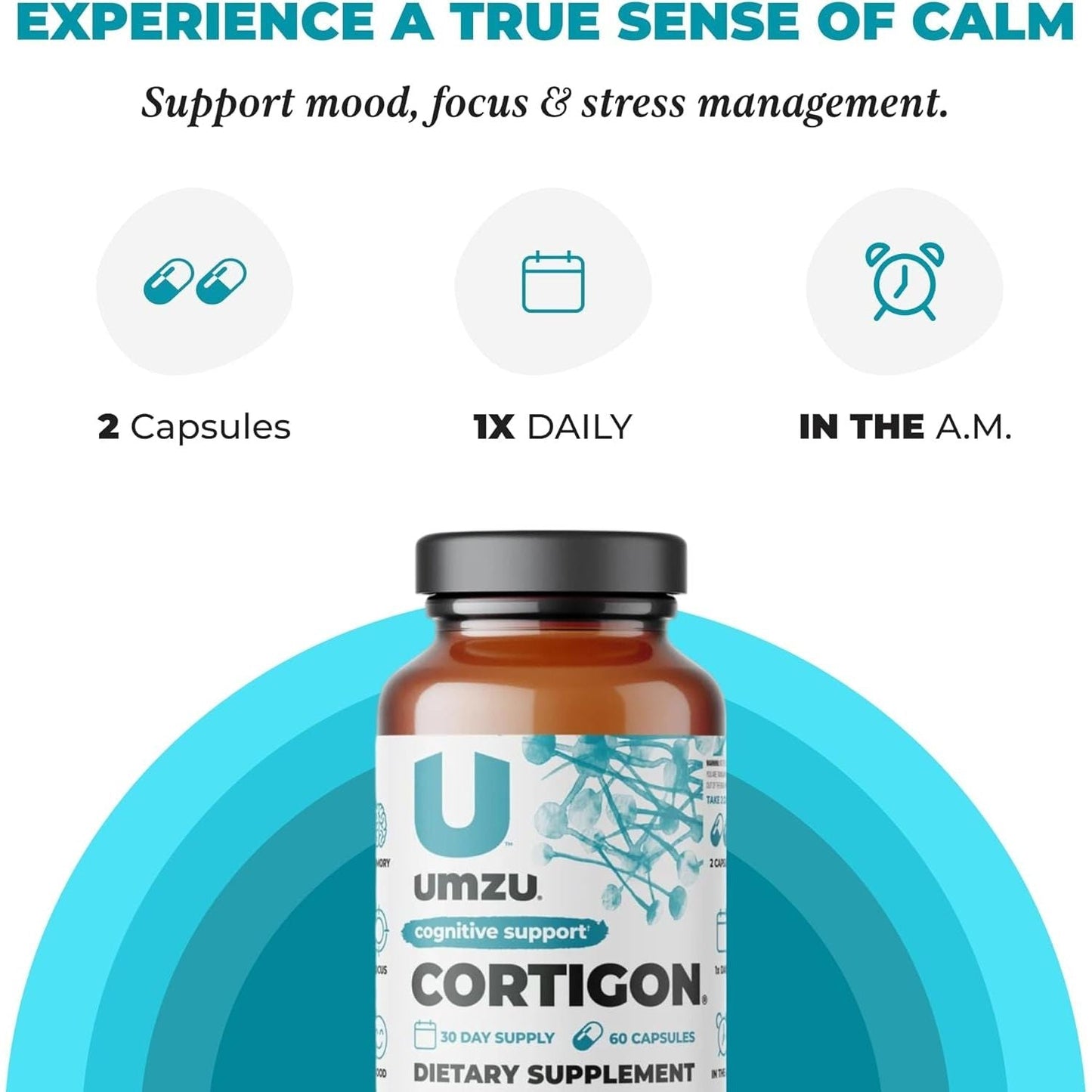 UMZU CORTIGON Cortisol Manager Supplement | Memory, Focus & Mood Aid (30 Day Supply)