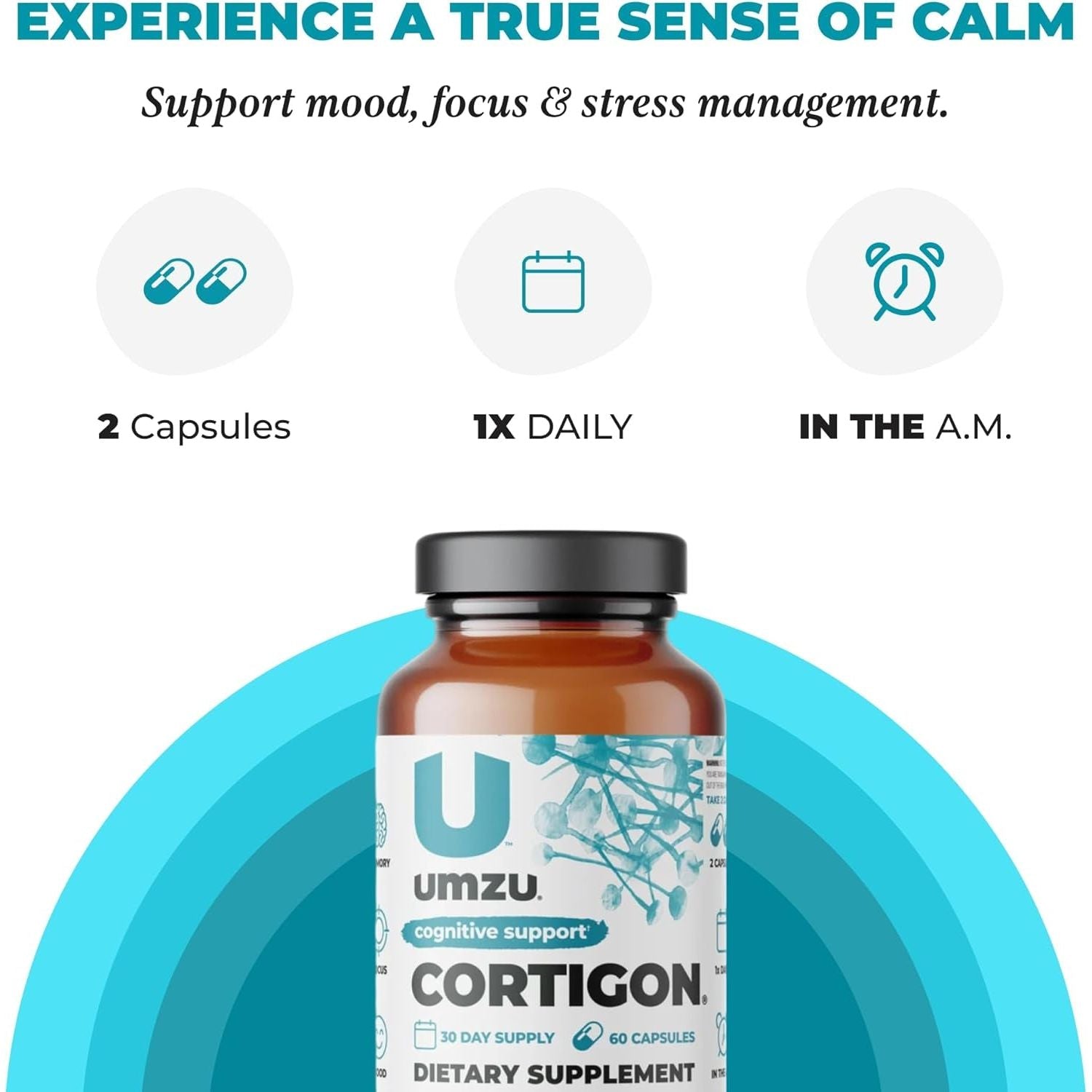 UMZU CORTIGON Cortisol Manager Supplement | Memory, Focus & Mood Aid (30 Day Supply)