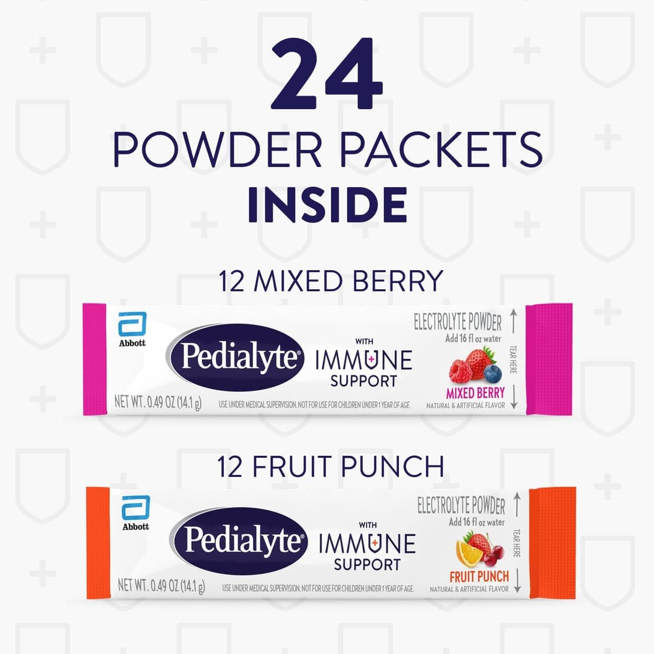 Pedialyte with Immune Support, Electrolytes with Vitamin C and Zinc, Advanced Hydration, 6 Packets (Pack of 4)