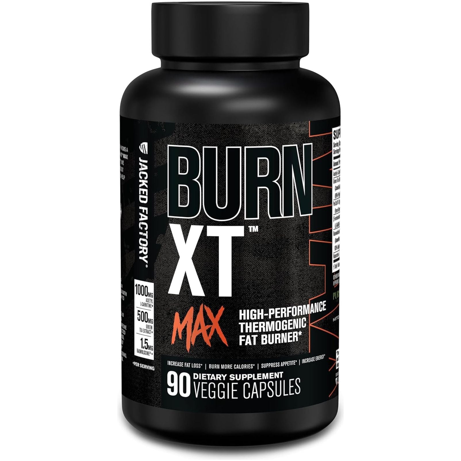 Jacked Factory Burn-Xt Max - High-Performance Thermogenic Fat Burner & Appetite Suppressant 90 Capsules