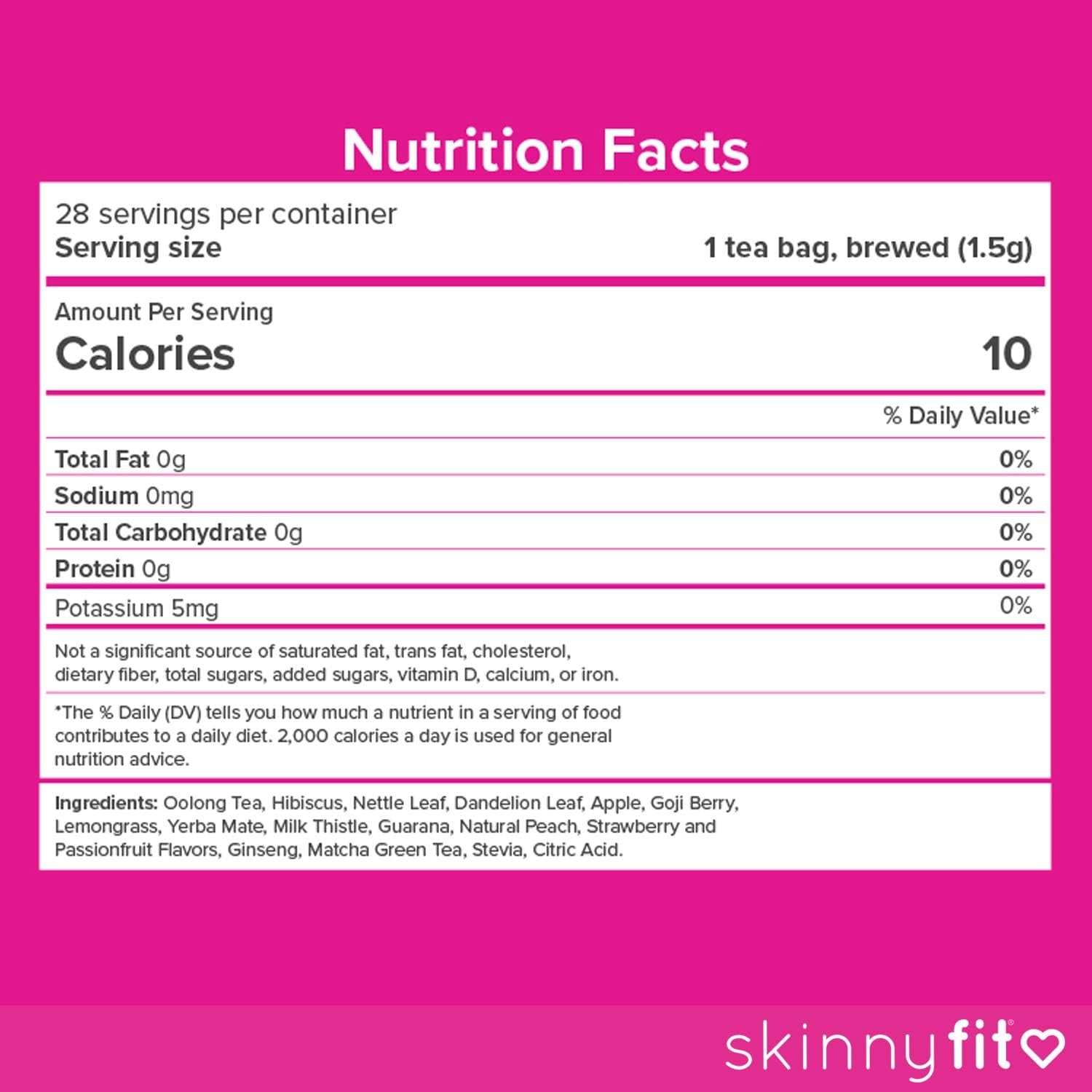 Skinnyfit Detox Tea: All-Natural, Laxative-Free, Supports a Healthy Weight 28 Servings
