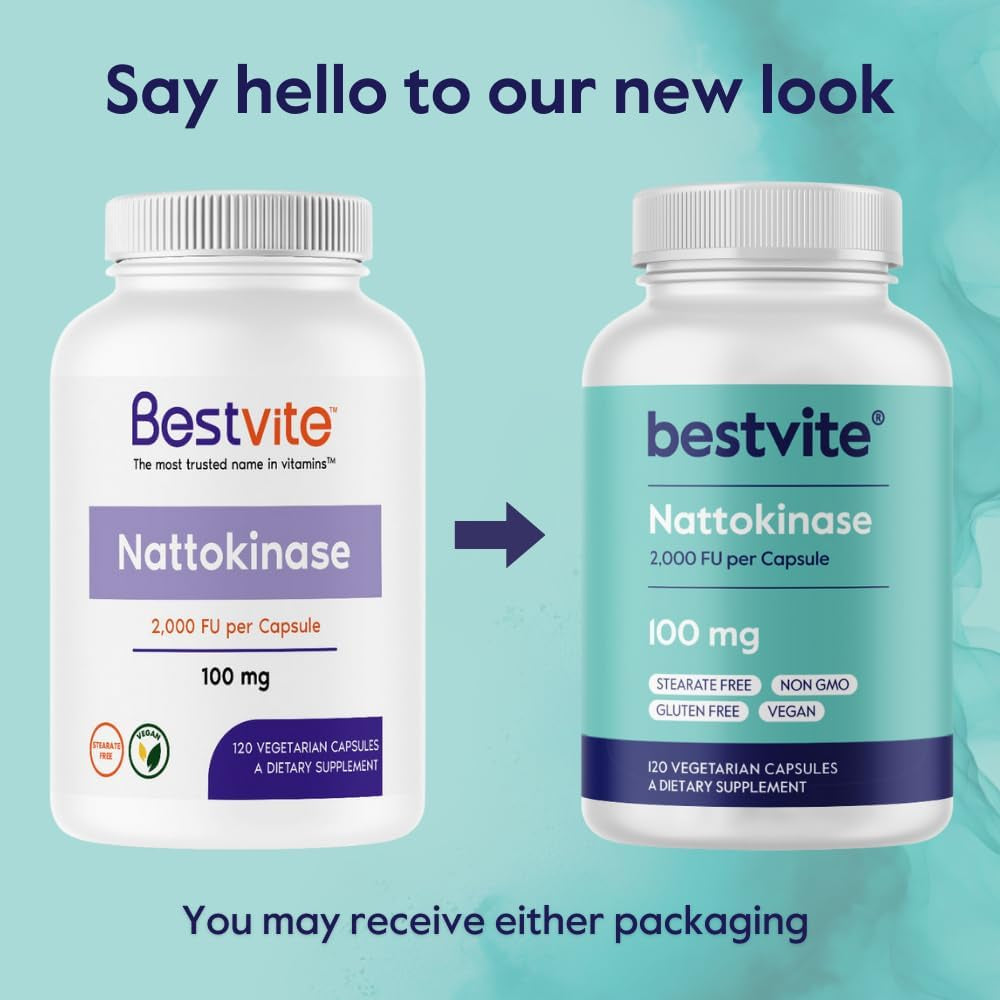 BESTVITE Nattokinase 100Mg (2000 FU) (120 Vegetarian Capsules)