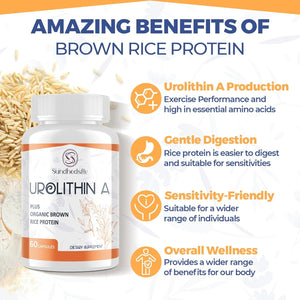 Urolithin a Supplement 1500MG plus Brown Rice Protein, for Exercise Performance & Premium Cellular, Gluten Free, 60 Capsules