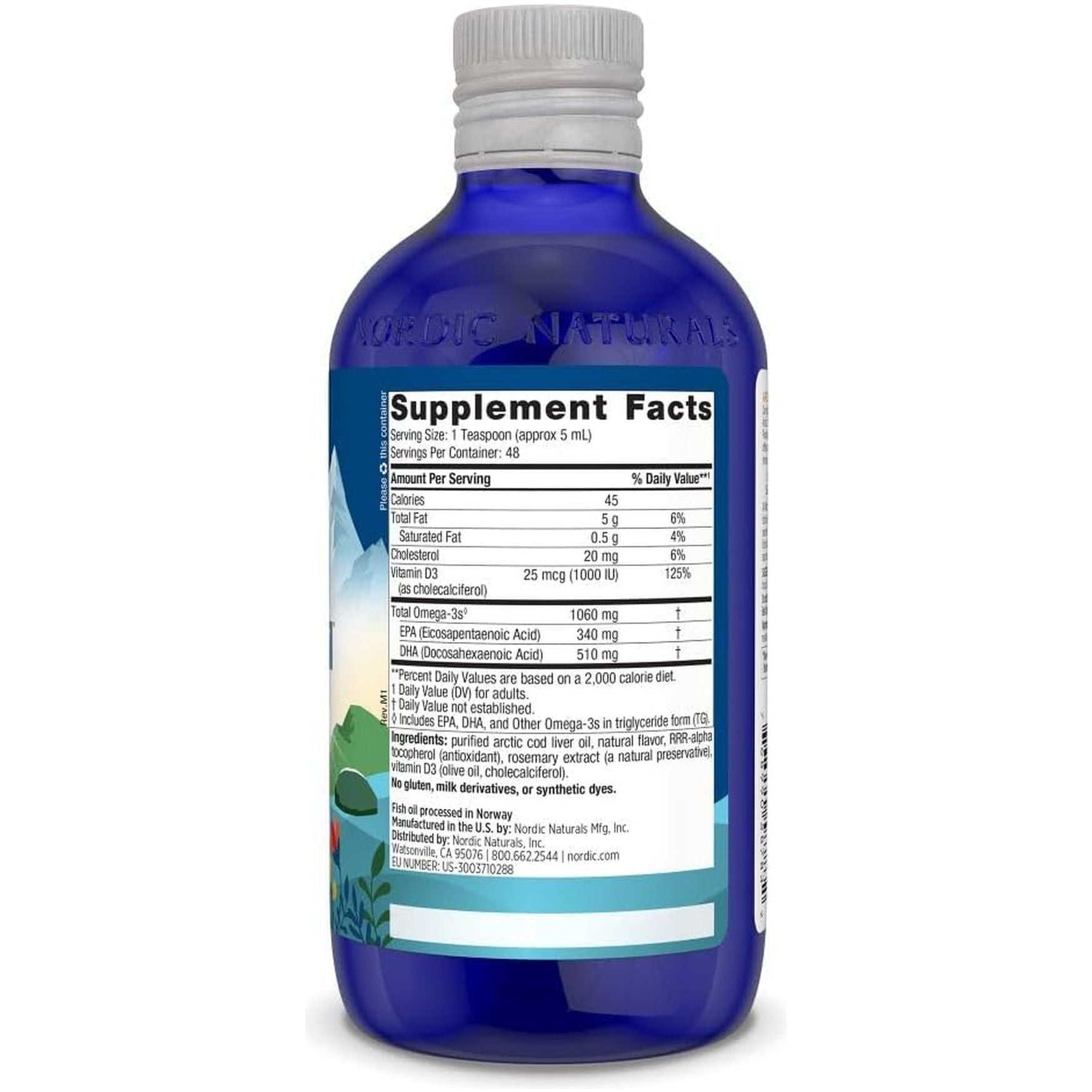 Nordic Naturals Arctic-D Cod Liver Oil, Lemon - 8 Oz - 1060 Mg Total Omega-3S + 1000 IU Vitamin D3 48 Servings