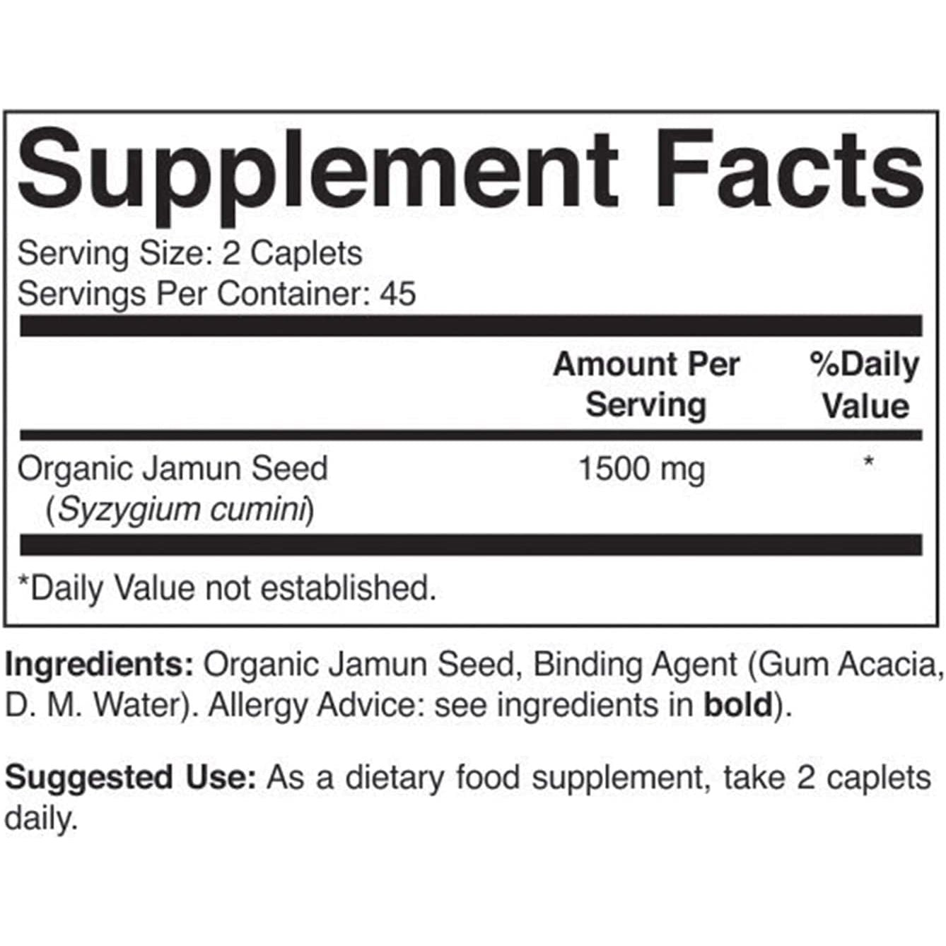Brieofood Organic Jamun Seed 1500Mg, 45 Servings, Vegetarian, Gluten Free