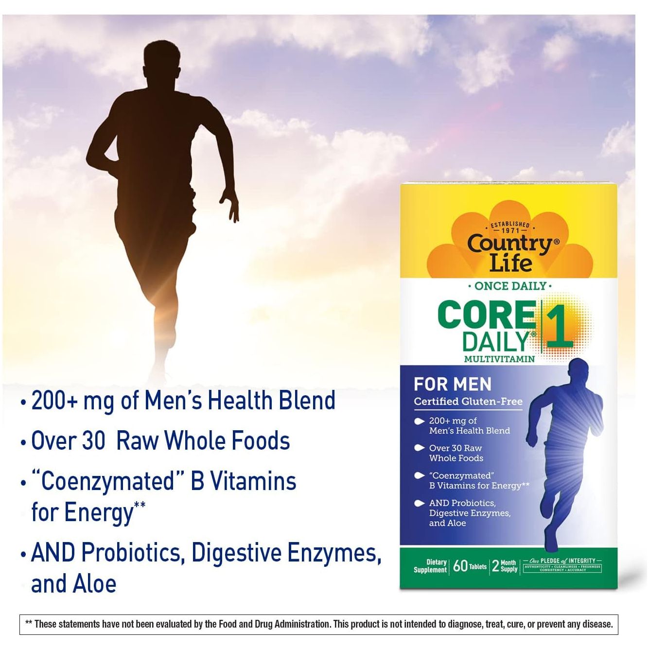 Country Life Core Daily-1 for Men - Multivitamin with Probiotics - 60 Tablets