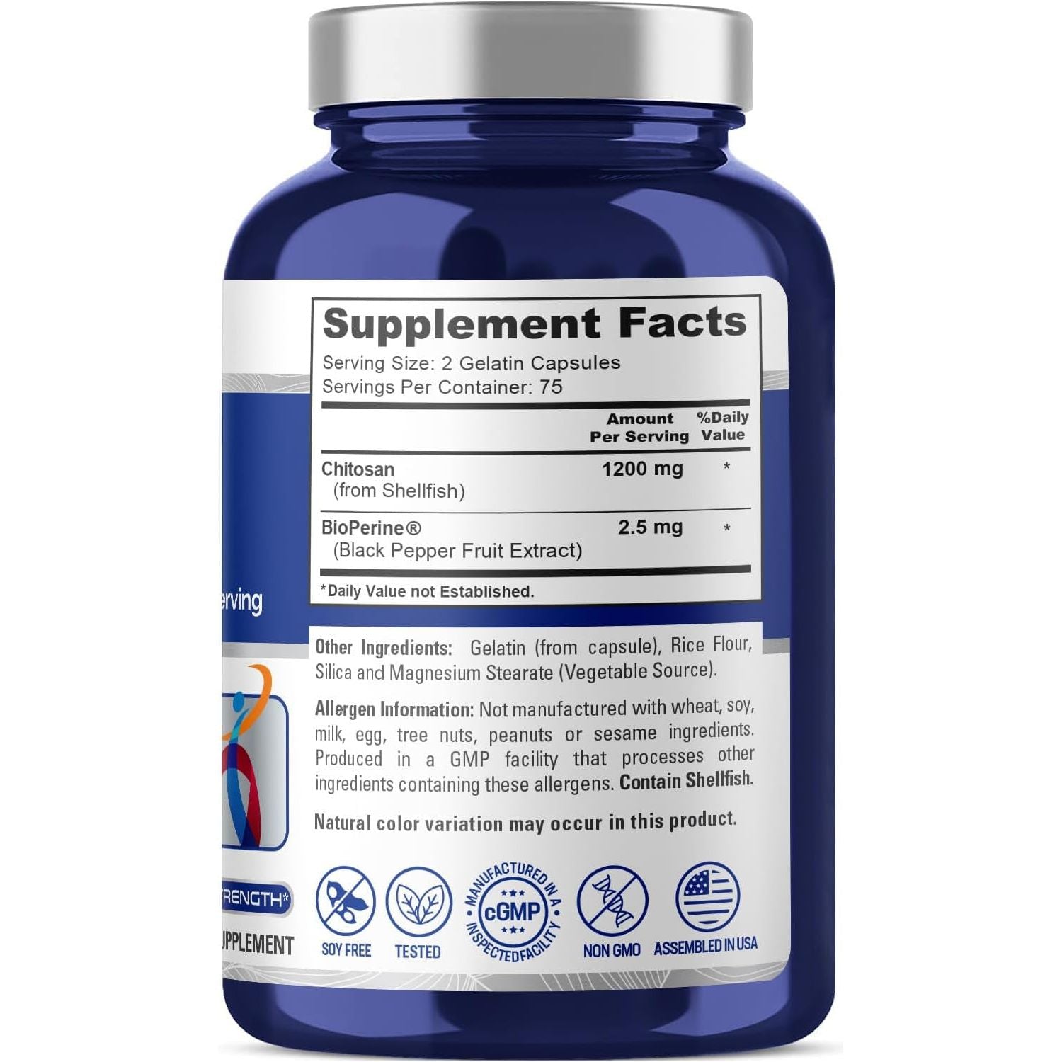 Nusapure Chitosan 1200Mg 150 Caps (Non-Gmo & Soyfree) with Bioperine