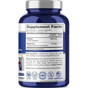 Nusapure Chitosan 1200Mg 150 Caps (Non-Gmo & Soyfree) with Bioperine