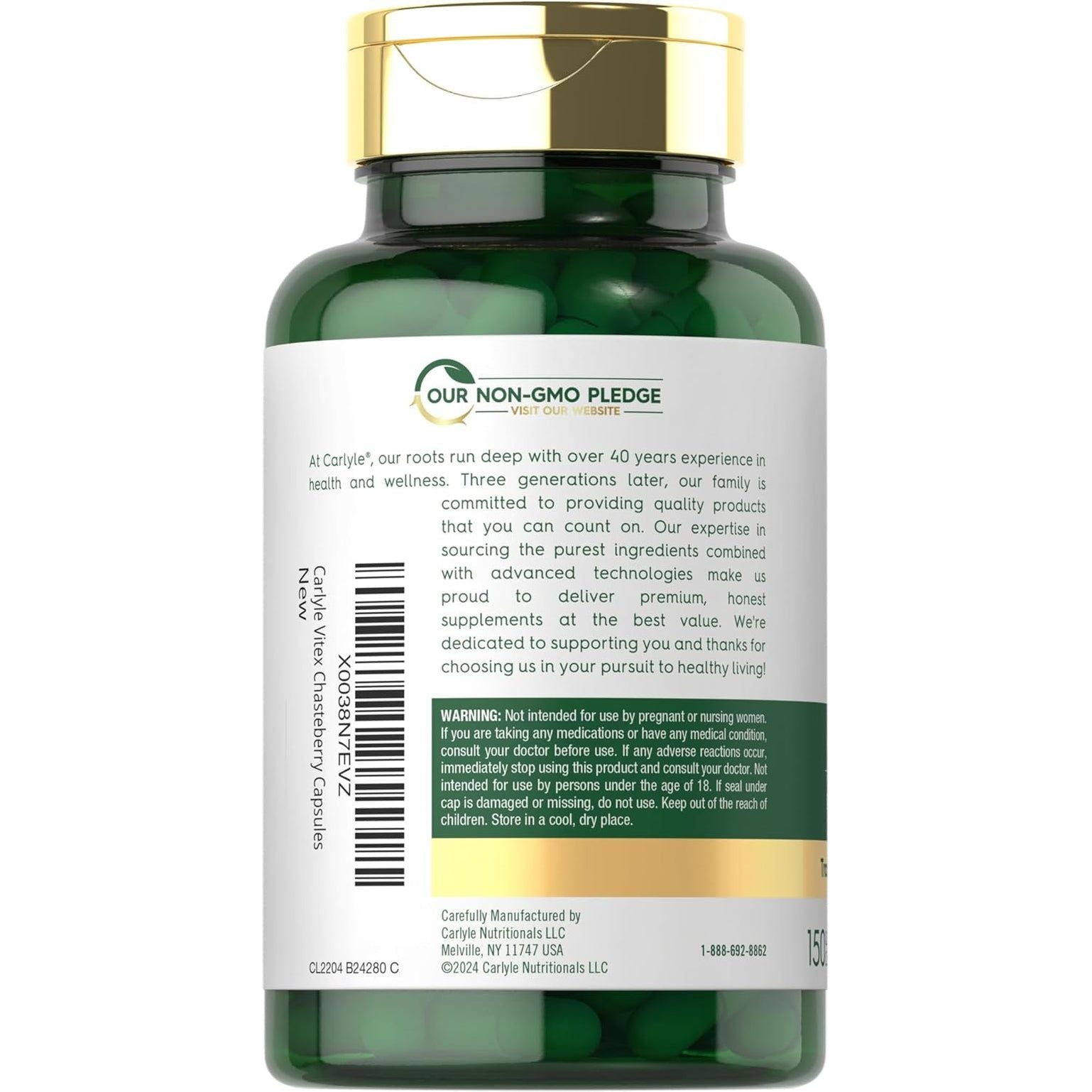 Carlyle Vitex Chasteberry Supplement | 820Mg | 150 Capsules | Vitex Agnus-Castus Fruit for Women | Non-Gmo, Gluten Free