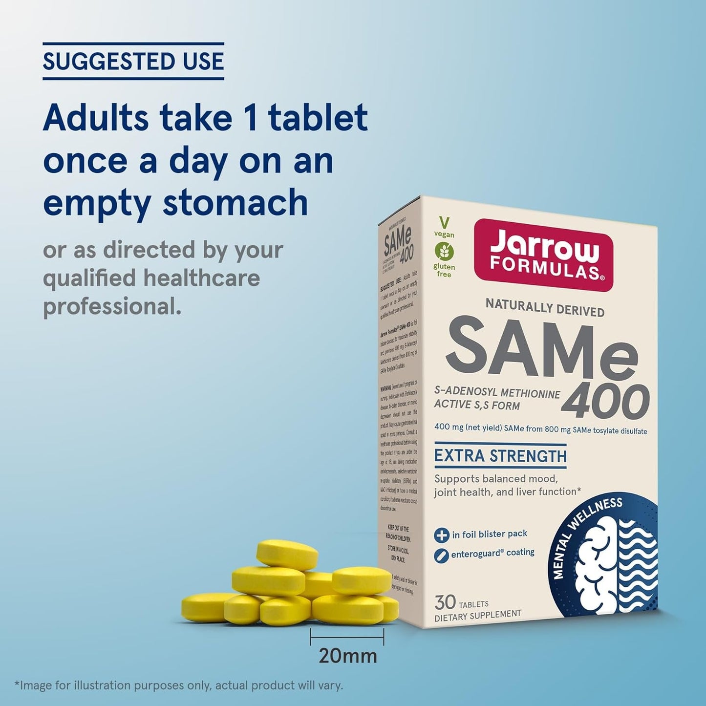 Jarrow Formulas Same 400 Mg, Supports Joint Health, Liver Function, Brain Metabolism, 30 Tablets