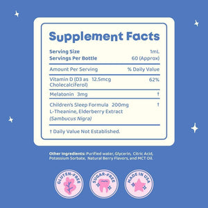 Joyspring Sleepberry Kids Liquid Melatonin 3Mg Sleep Aid  60 Day Supply