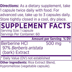 NAOMI Berberine 500Mg - Immune Support & Normal LDL Cholesterol and Triglyceride Support - 60 Veggie Capsules