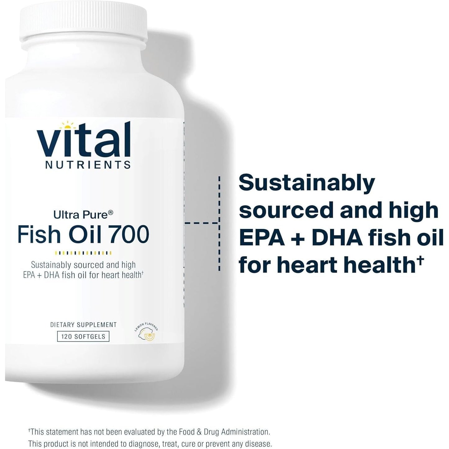 Vital Nutrients Ultra Pure® Fish Oil 700 | Supports Heart, Brain, and Joint Health 120 Softgels