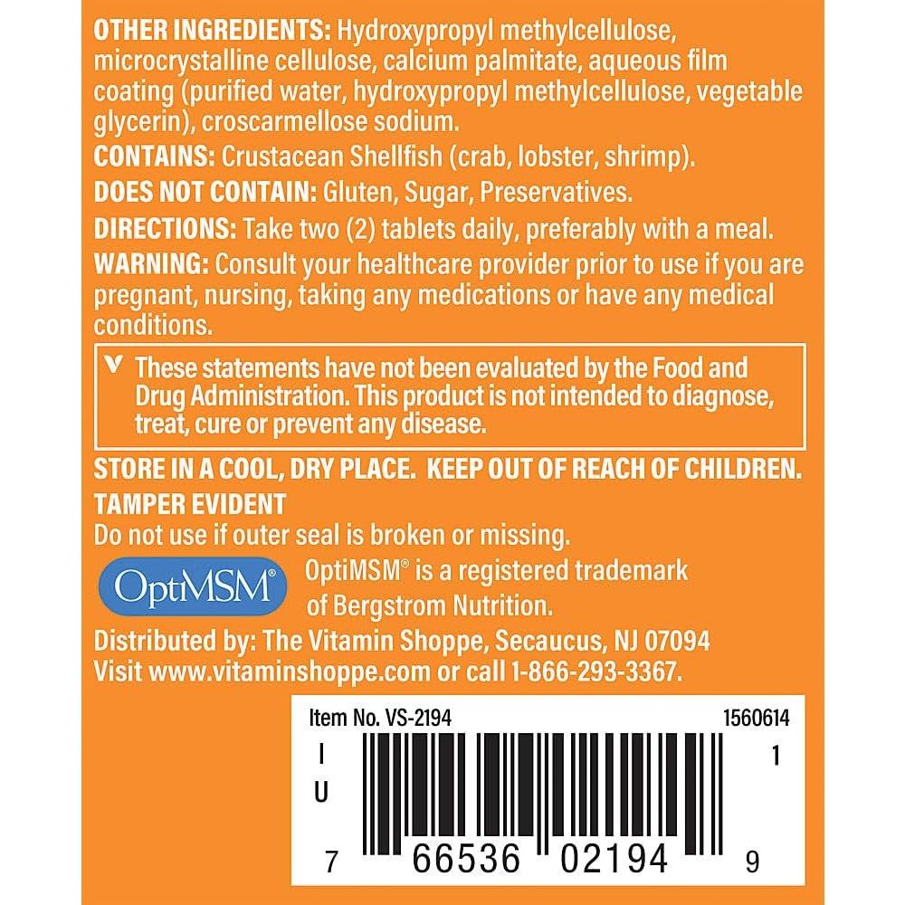 The Vitamin Shoppe Triple Strength Glucosamine Chondroitin with MSM - 1,500 MG (60 Tablets)
