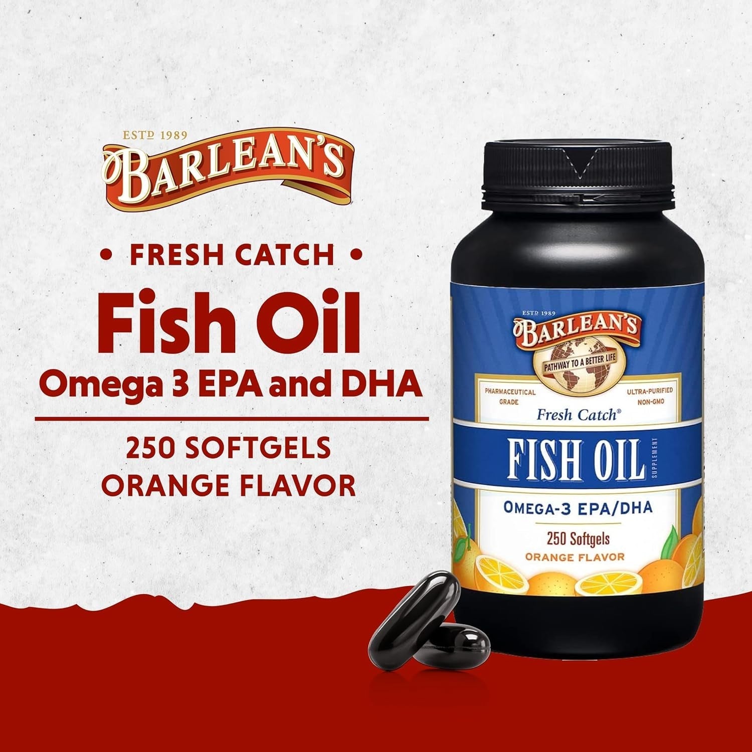 Barlean'S Omega 3 Fish Oil Supplements, 600Mg  with EPA & DHA for Joint, Brain, & Heart Health, 250 Count