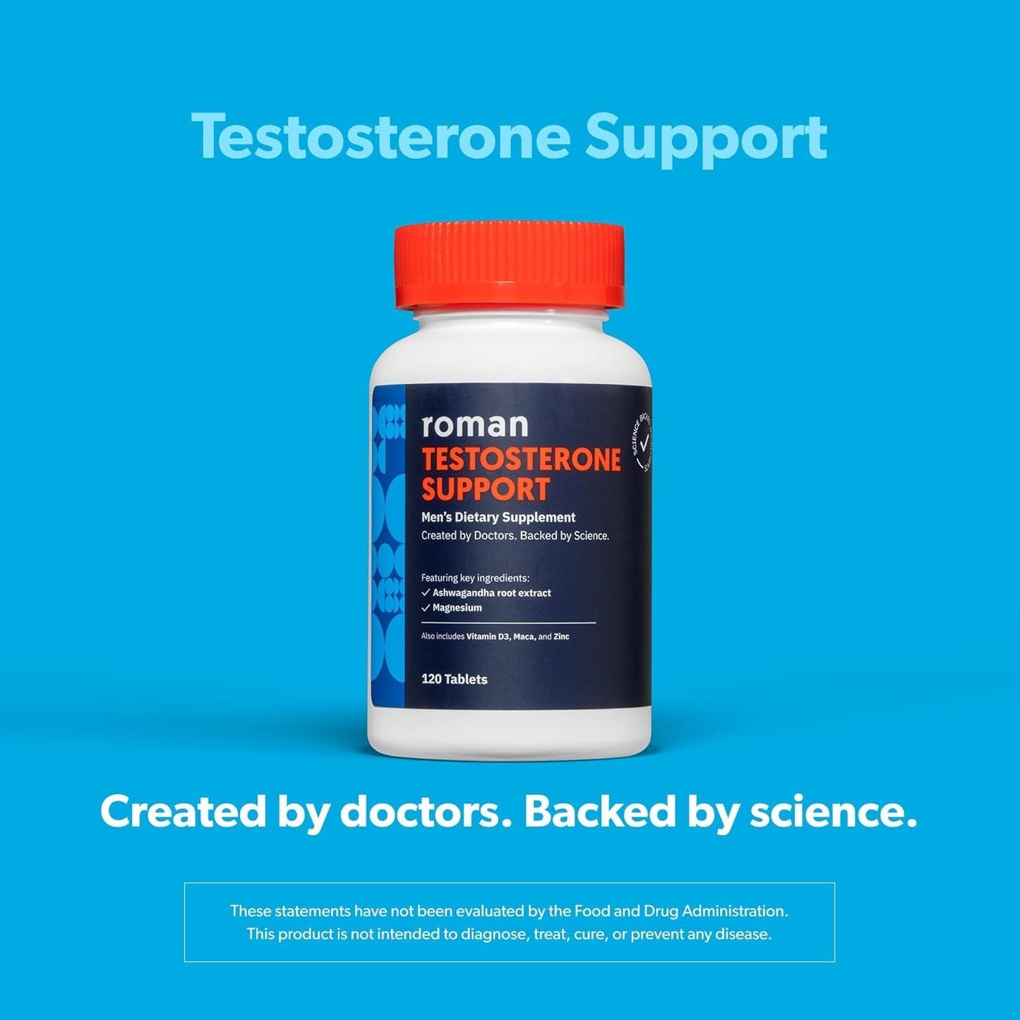 ROMAN Testosterone Support | Daily Nutritional Supplement with Ashwagandha & Magnesium | (120 Tablets)