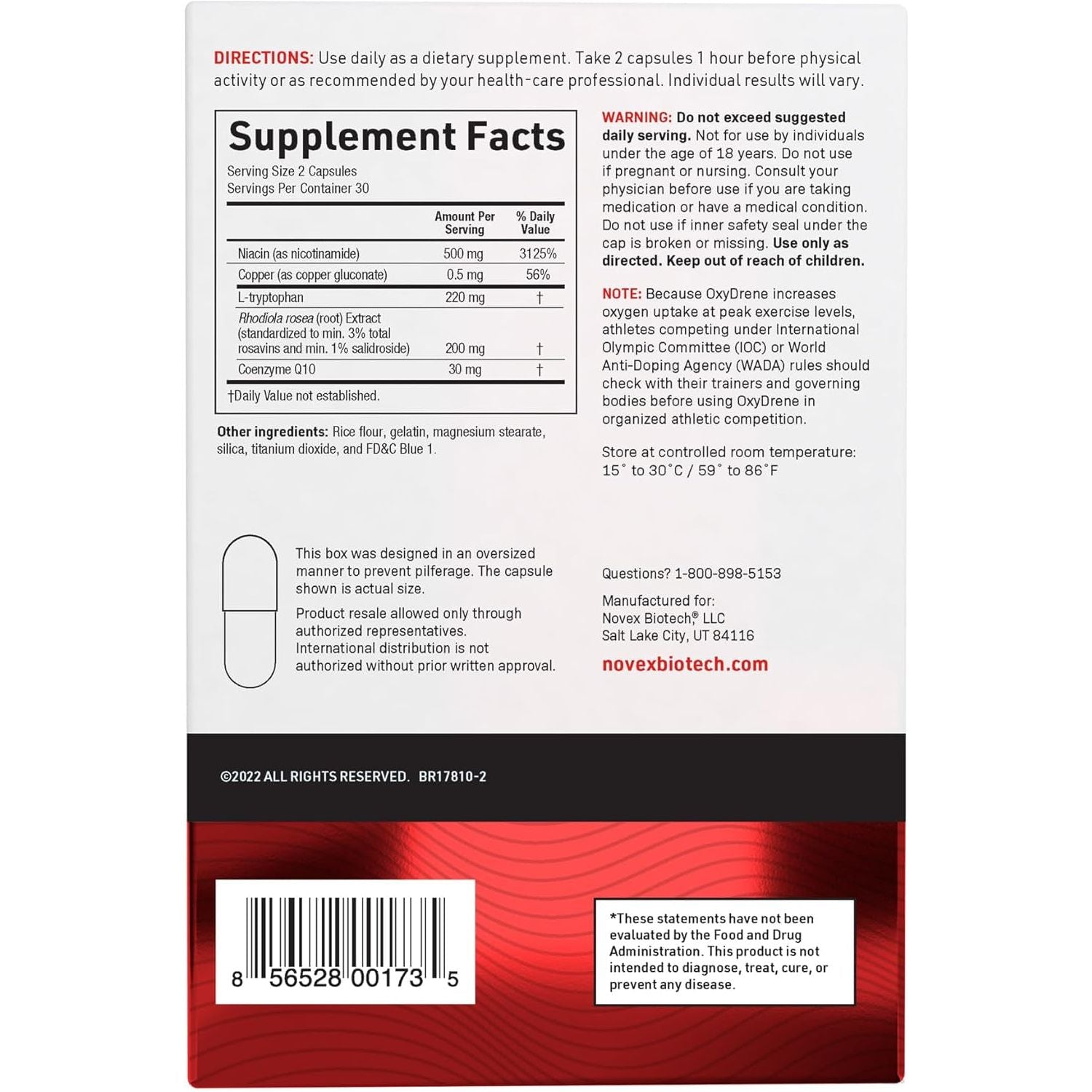 Novex Biotech Oxydrene NAD+ Enhancer - Natural Supplement Promoting Metabolism and Cardiovascular Support - (60 Capsules)