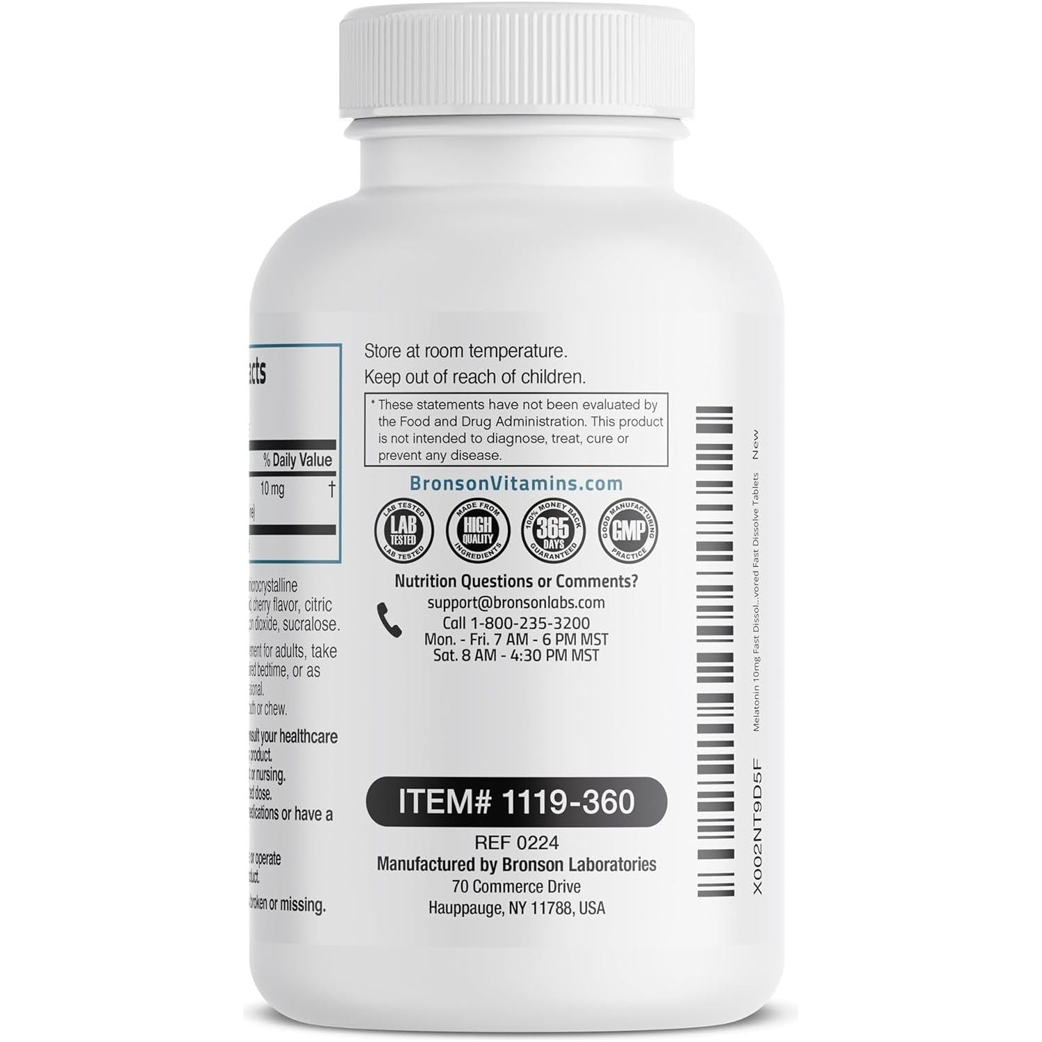 Bronson Melatonin 10Mg Fast Dissolve Cherry Flavored Tablets 360 Count