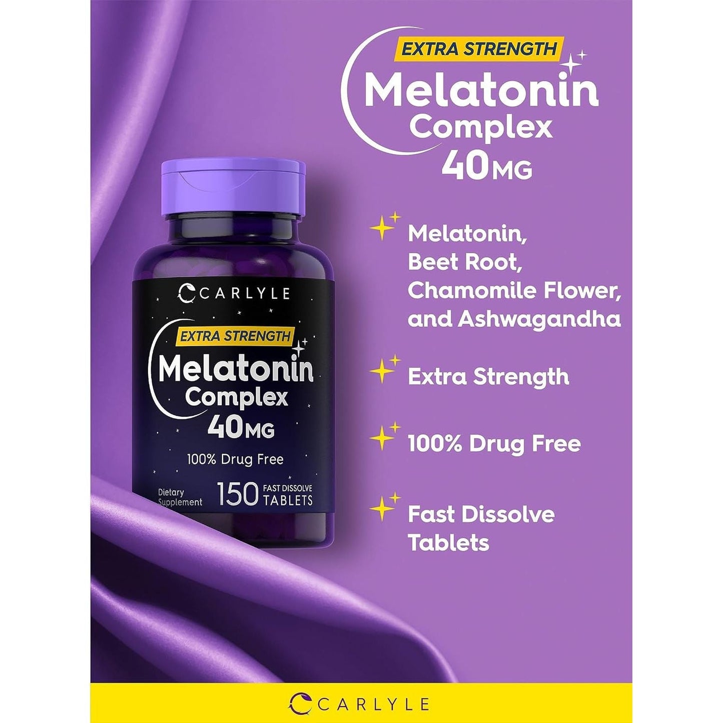 Carlyle Melatonin 40Mg Complex - 150 Fast Dissolve Tablets