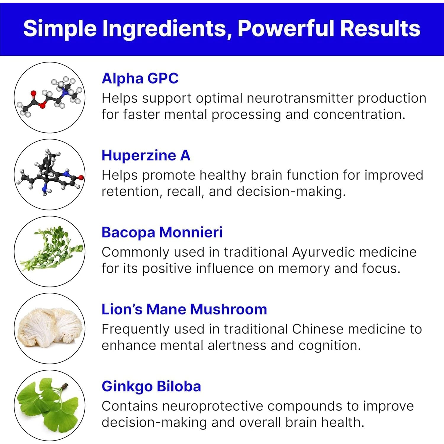 Natural Cognitive Enhancement Supplement Capsule - Non-Gmo, Vegan, Gluten-Free