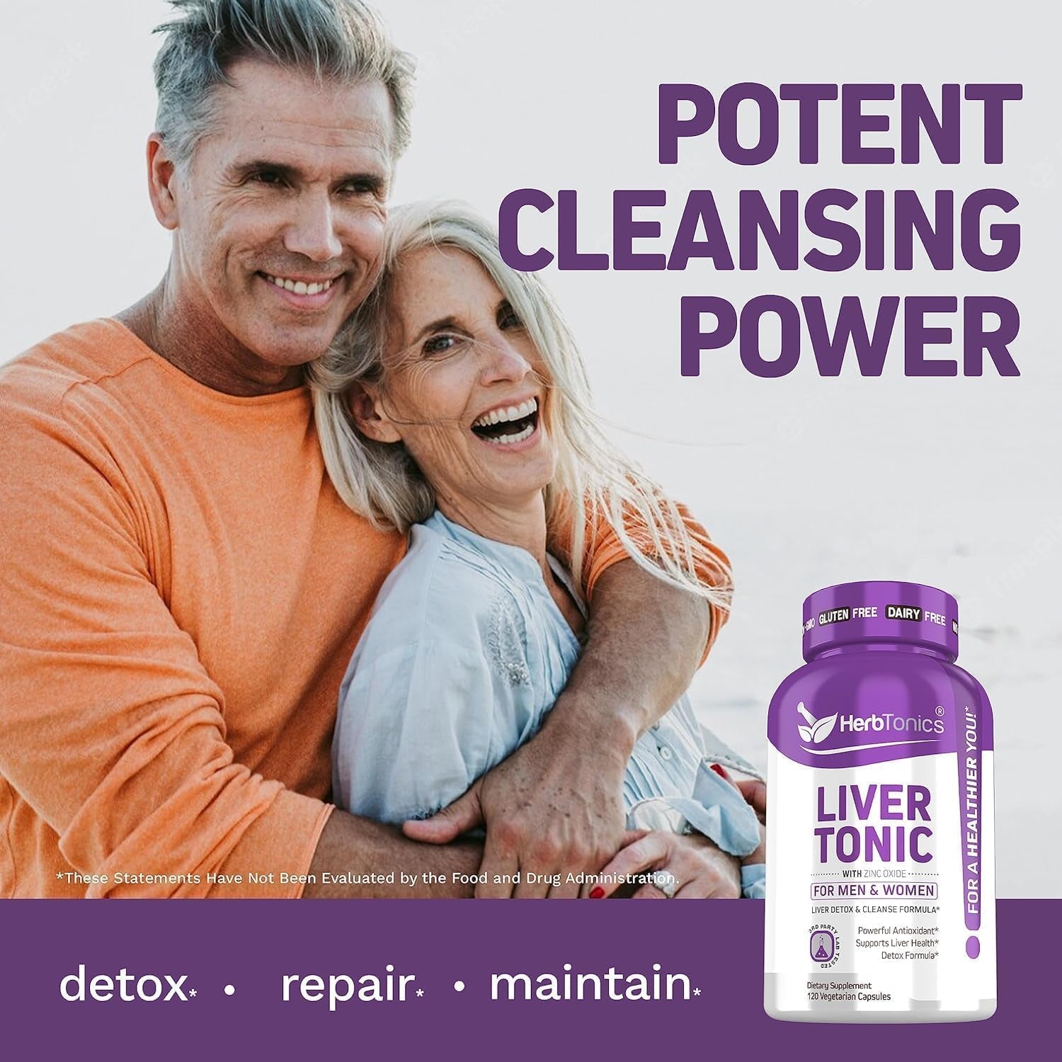 Herbtonics Liver Cleanse Detox & Repair | 20-In-1 Liver Detox Complex | 120 Vegan Capsules