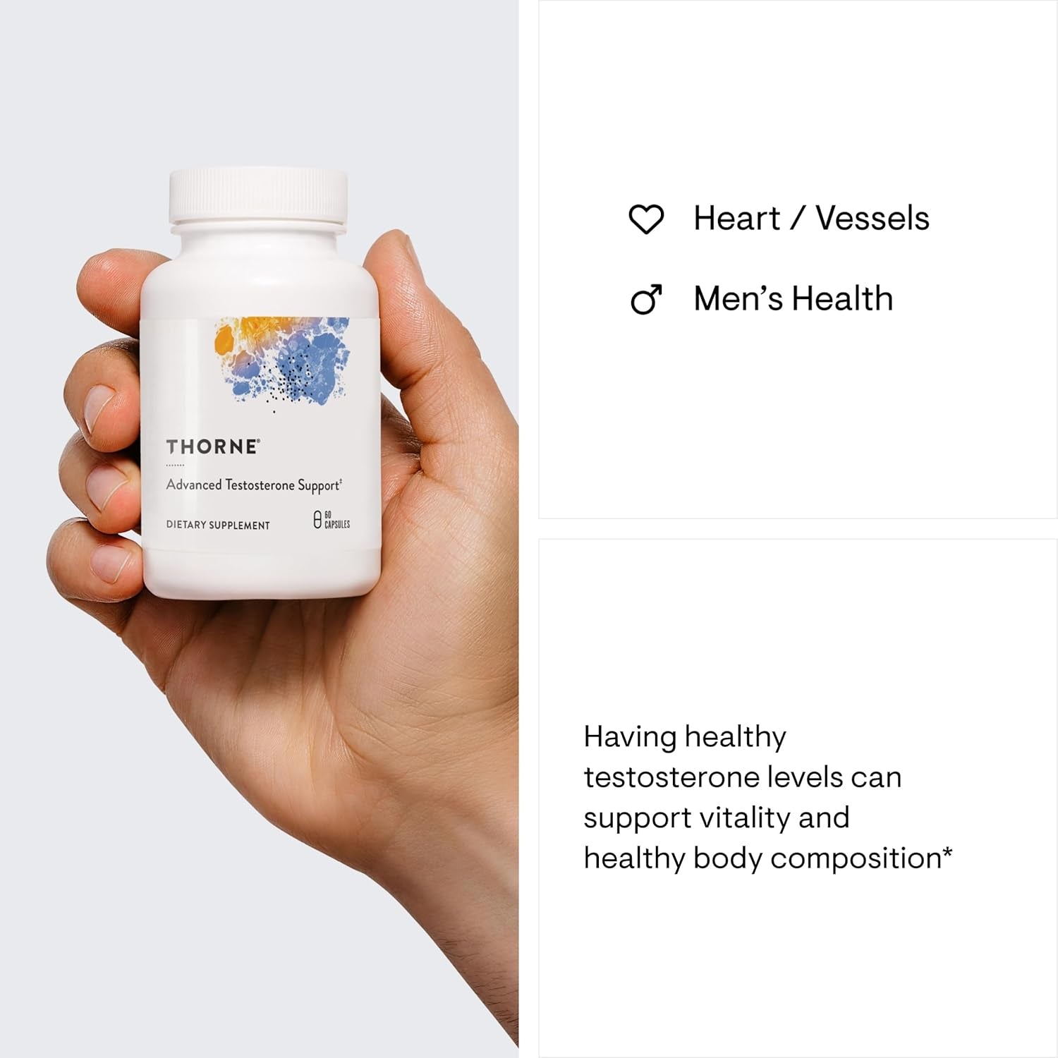 THORNE Advanced Testosterone Support for Men - with Ashwagandha, Shilajit & Zinc - Soy, Gluten & Dairy Free - 60 Capsules