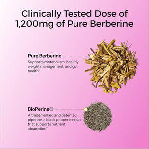HUM Best of Berberine Supplement 1200Mg - Pure Potency for Metabolic Wellness (60 Capsules)
