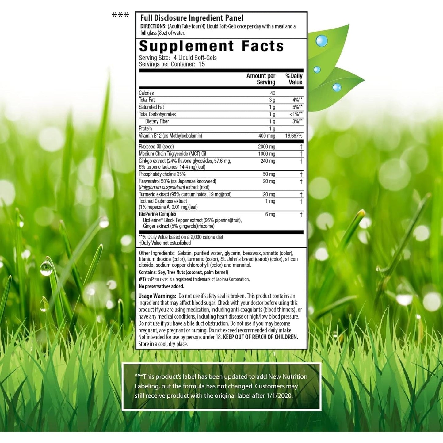 Irwin Naturals Double-Potency Ginkgo Biloba 240Mg Extra Strength Brain Health Supplement - 60 Liquid Softgels