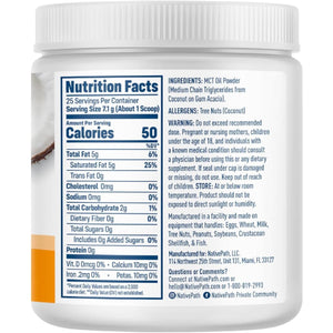 Nativepath MCT Oil Powder Supplement - Unflavored MCT Powder - Keto-Friendly - 25 Servings