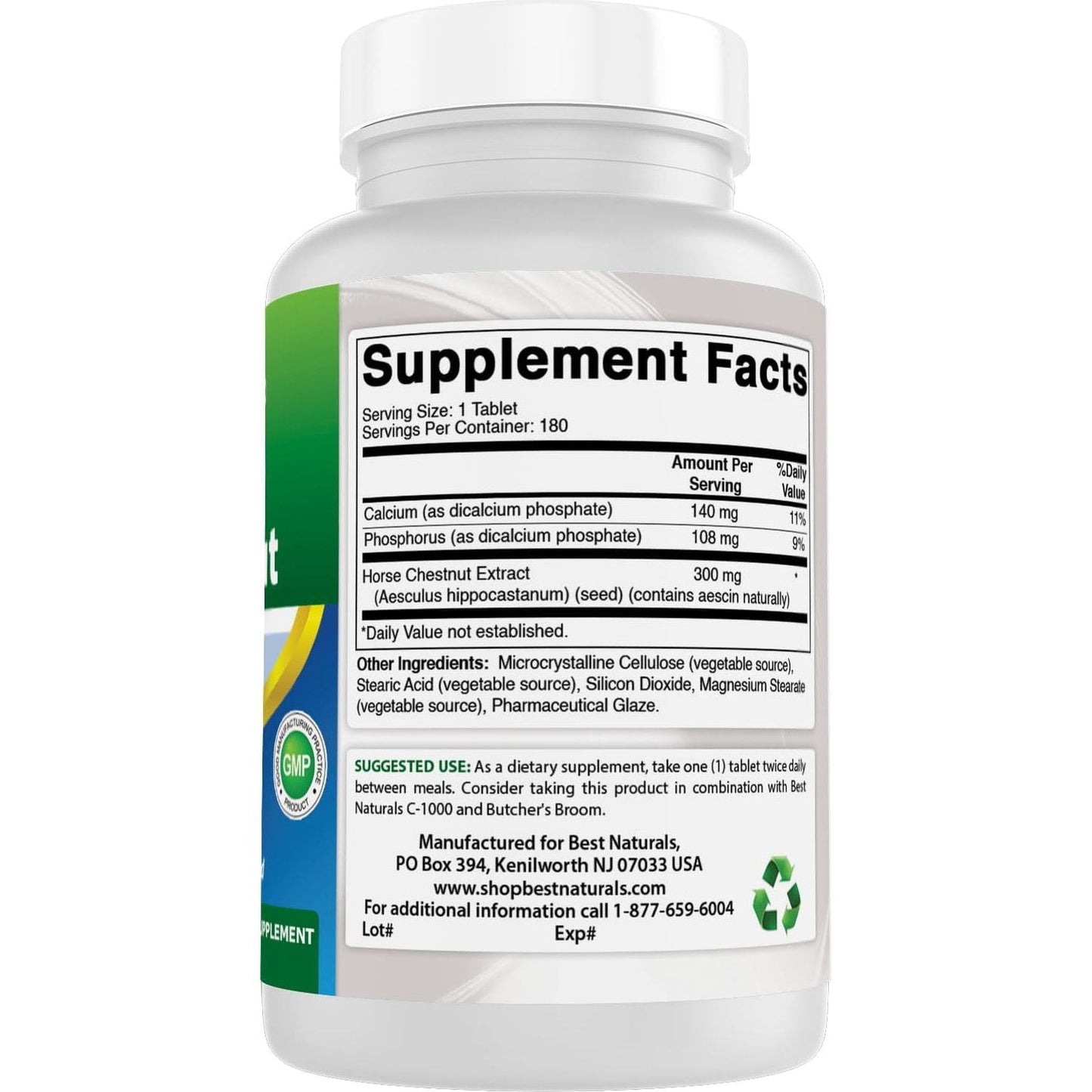 Best Naturals Horse Chestnut Extract 300 Mg 180 Tablets