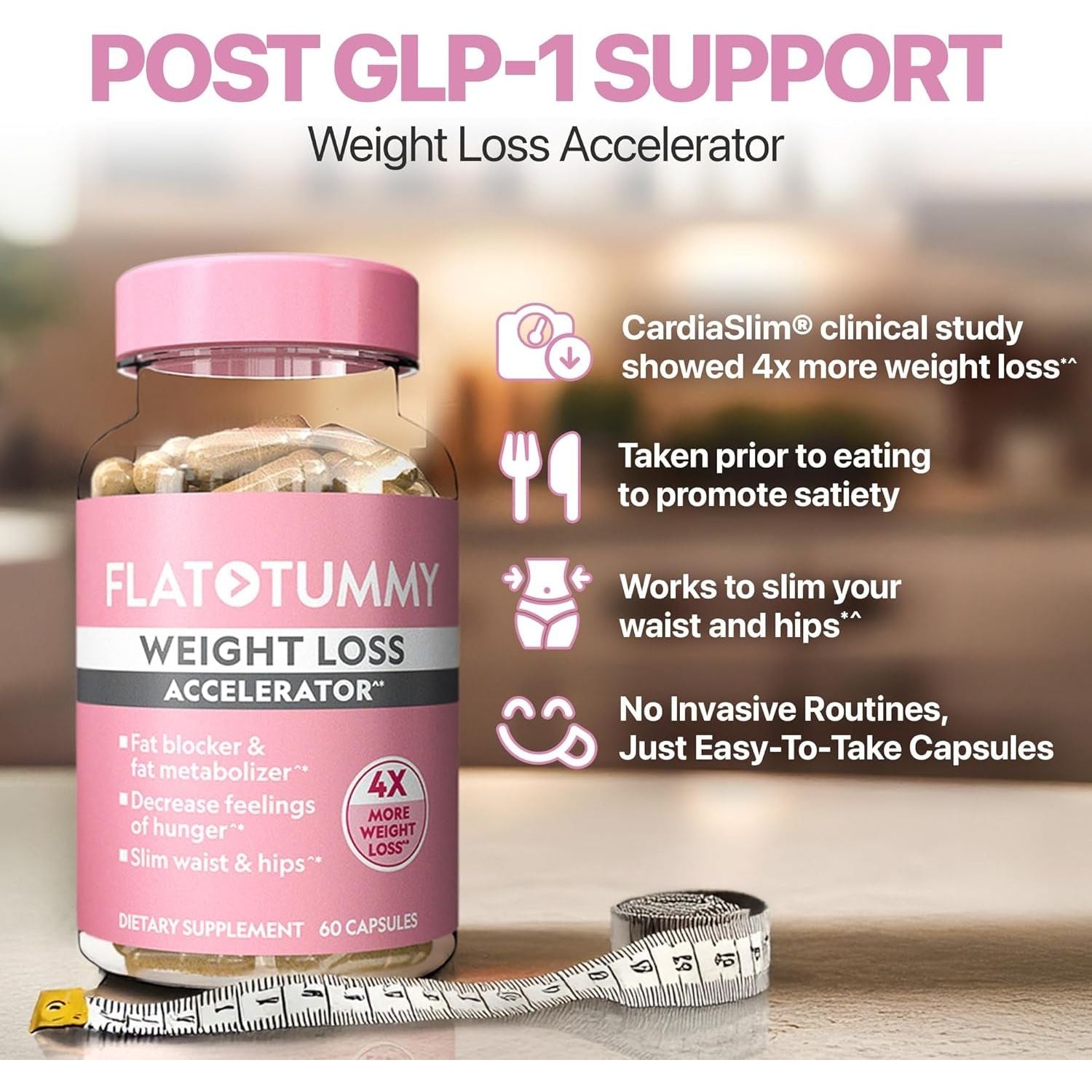 Flat Tummy Weight Loss Accelerator – Clinically Proven Fat Burner & Appetite Suppressant 60 Capsules