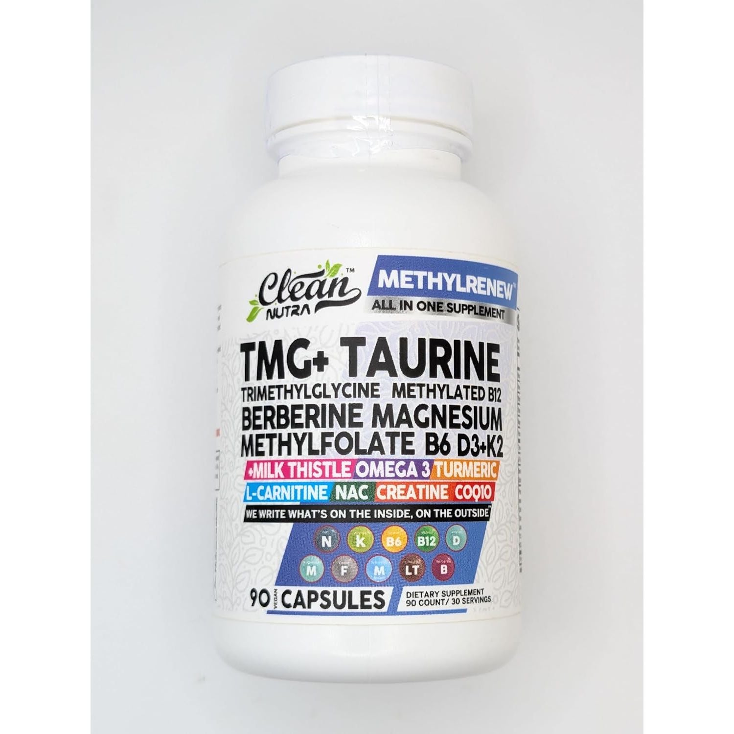 Clean Nutra Methylated Multivitamin for Women & Men TMG Taurine Supplement