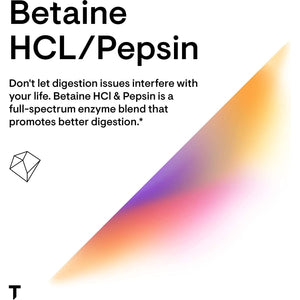 THORNE Betaine HCL & Pepsin - Digestive Enzymes for Protein Breakdown and Absorption - 225 Capsules