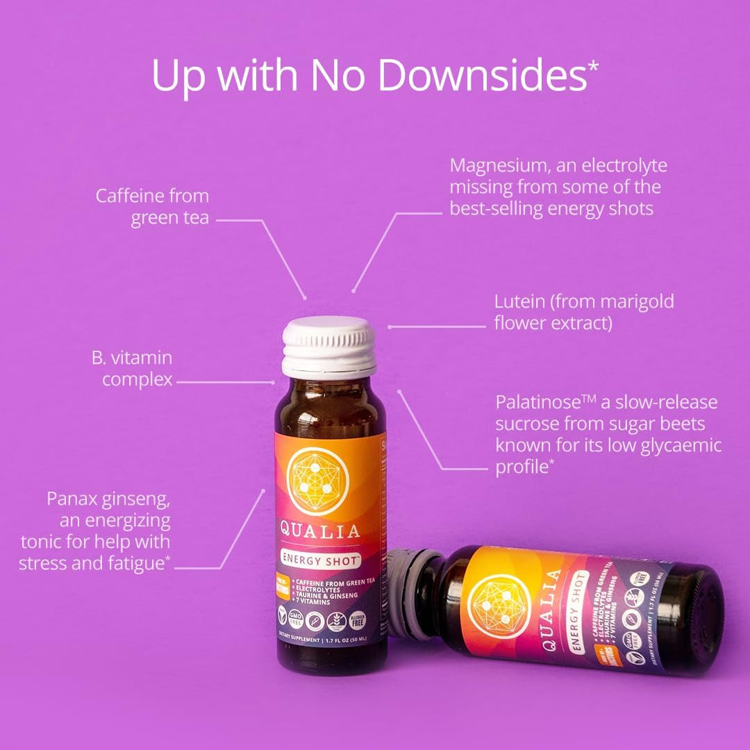 Qualia Energy Shot: Naturopathic Doctor-Formulated W/Ginseng, Lutein, Taurine, B. Vitamin Complex, Magnesium 10 Shots
