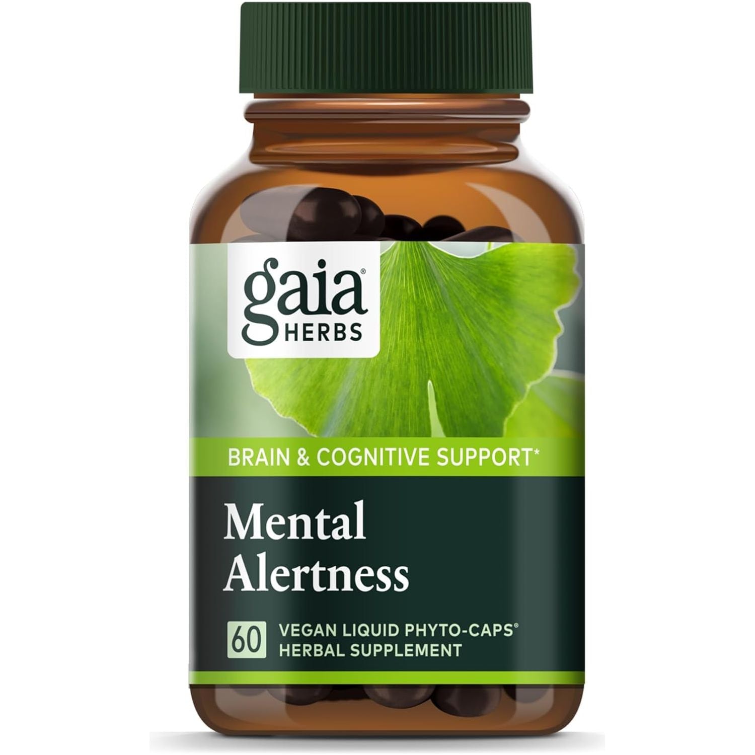 Gaia Herbs Mental Alertness - Brain Support Supplement to Help Maintain Focus & Memory* 60 Capsules