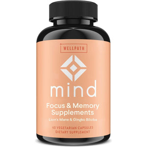 Wellpath Mind Brain Supplement for Memory and Focus with Lion'S Mane, Ginkgo Biloba & More (60 Count)