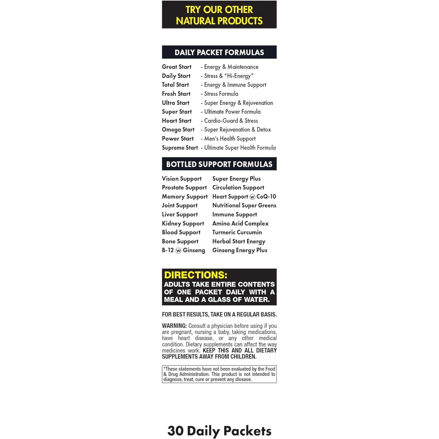 Power Start Complete Daily Vitamin Pack | Men'S Health Support (30 Packets)