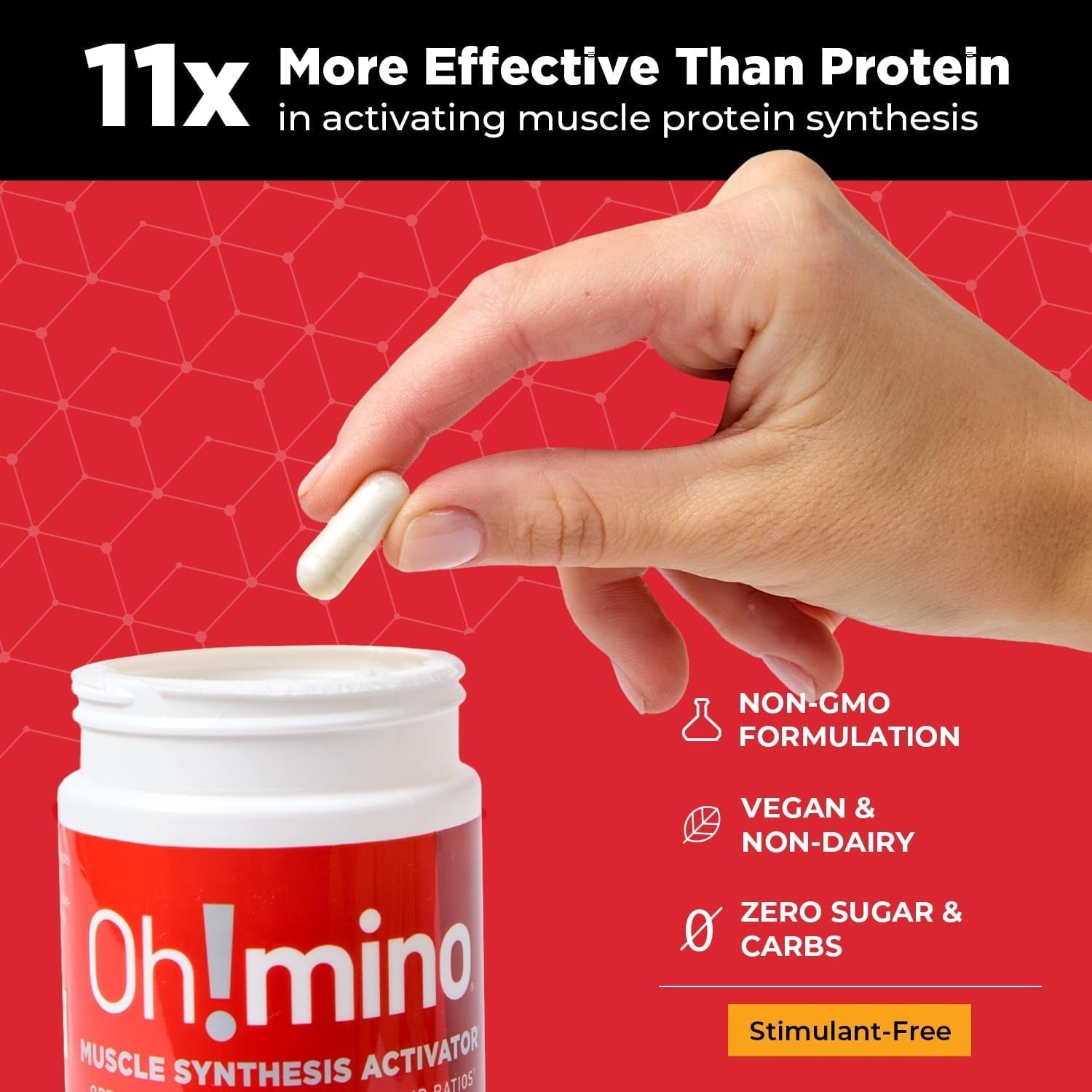 Oh!Mino Amino Acids Supplement for Protein Synthesis - Eaas Capsules for Muscle Recovery, Pre & Post Workout (30 Servings)