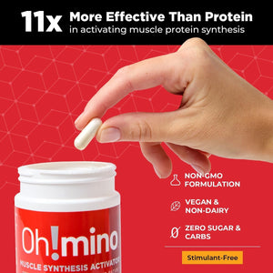 Oh!Mino Amino Acids Supplement for Protein Synthesis - Eaas Capsules for Muscle Recovery, Pre & Post Workout (30 Servings)