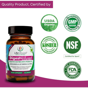 Life Infused - Premium Digestive Enzyme Supplement - Ease Gas & Bloating. 90 Servings.