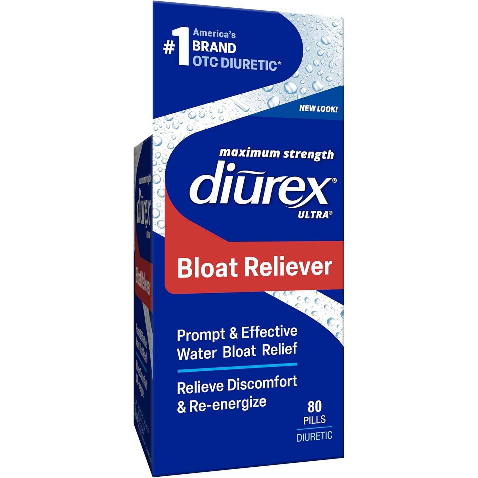 Diurex Ultra Re-Energizing Water Pills - Relieve Water Bloat - Feel Better & Less Heavy - 80 Count