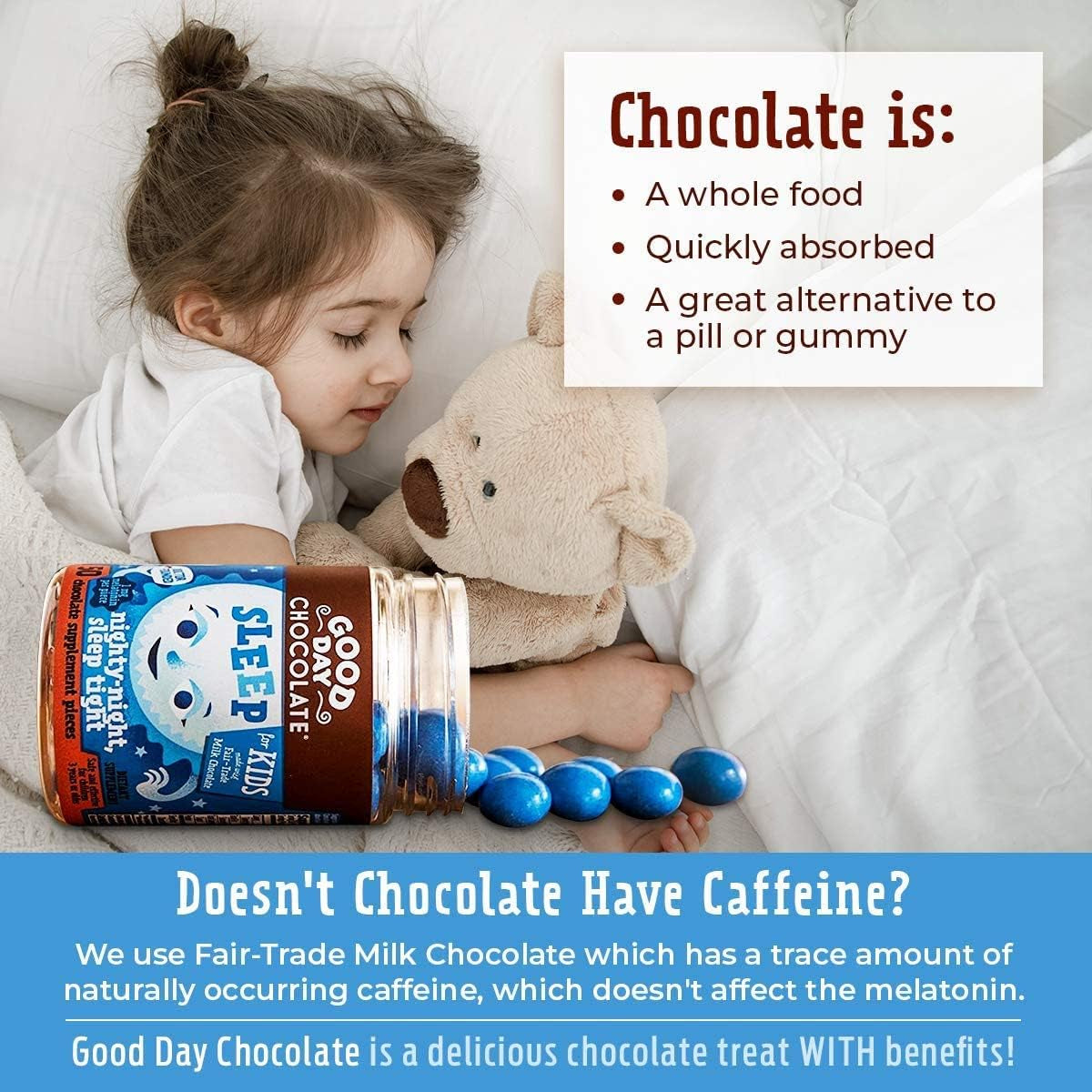 Good Day Chocolate Melatonin for Kids [50 Count]