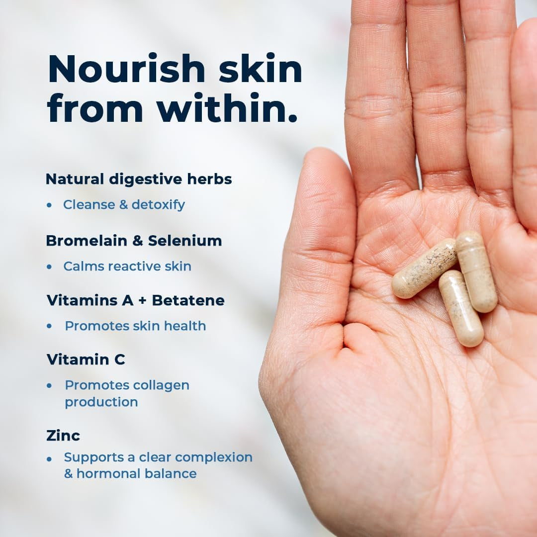 Vitamedica Clear Skin Vitamin Formula | Noncystic Acne Supplement for Skin Clearing 60 Count