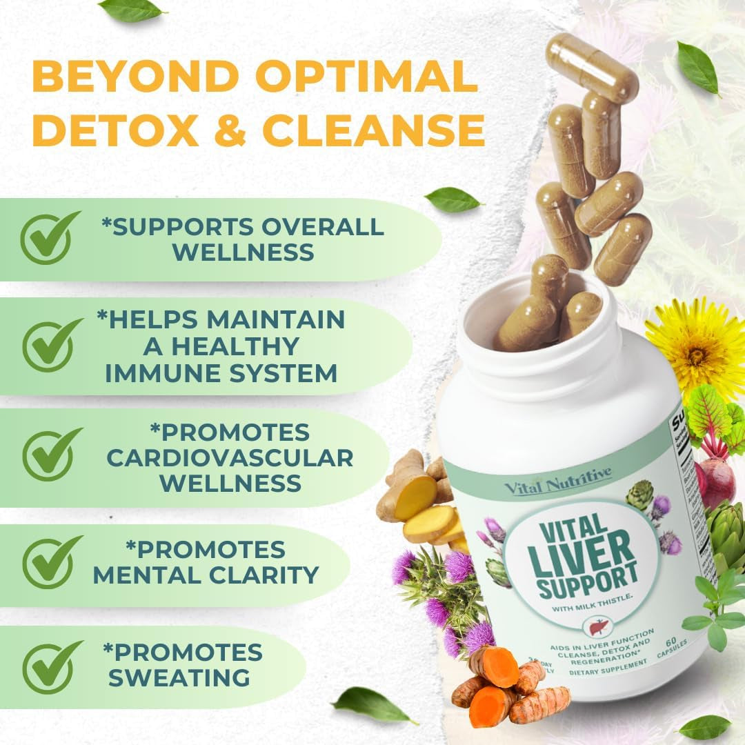 Vital Liver Support - Premium Liver Cleanse & Repair Formula with Milk Thistle
