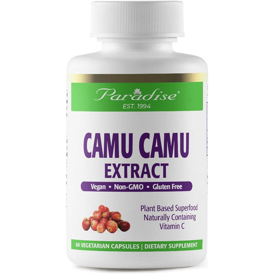 Paradise Herbs, Organic Camu Camu Extract, 400 Mg, Rich in Vitamin C, Pure & Potent, 60 Capsules