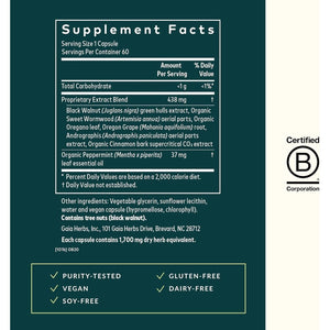 Gaia Herbs Microbiome Cleanse with Black Walnut, Sweet Wormwood, Oregano & Peppermint (30-Day Supply)