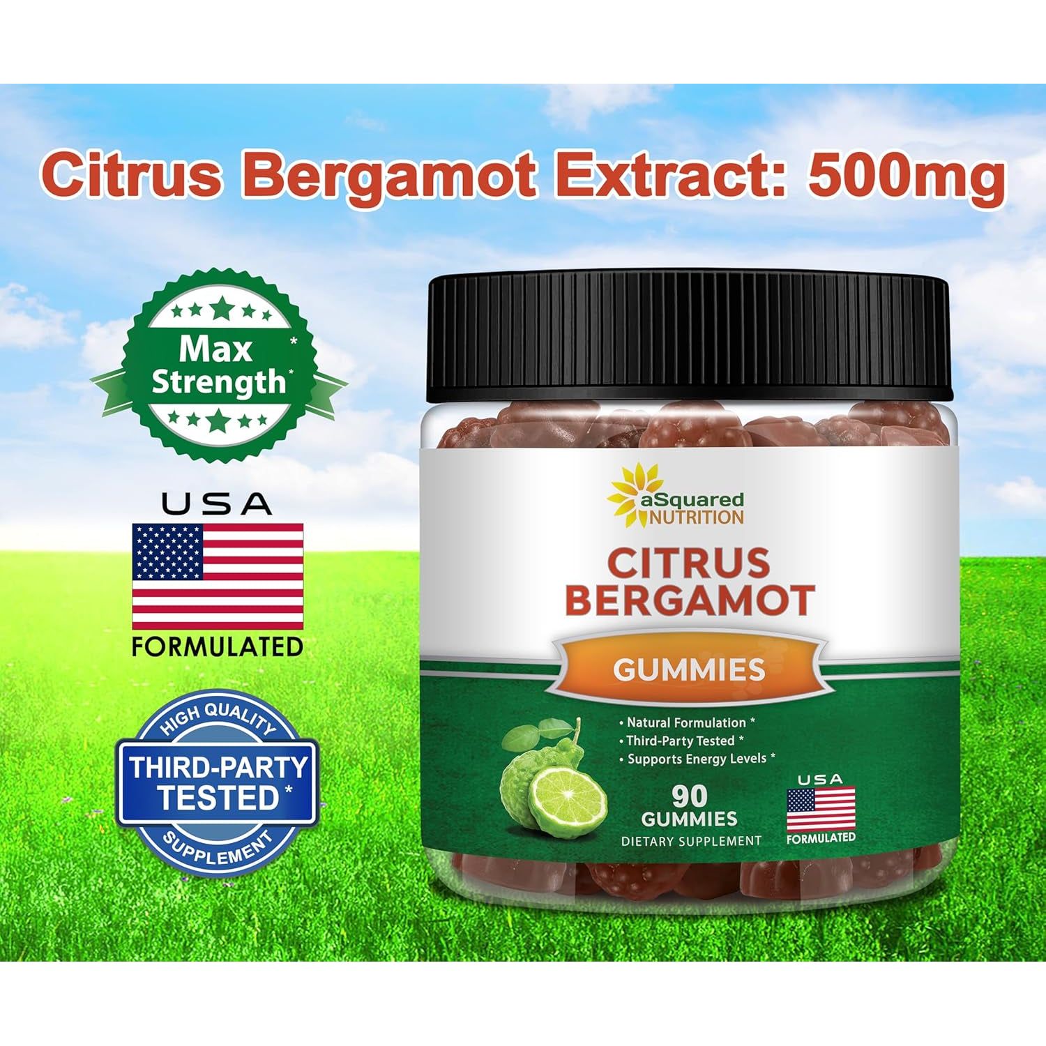 Asquared Nutrition Citrus Bergamot Gummies 500Mg 