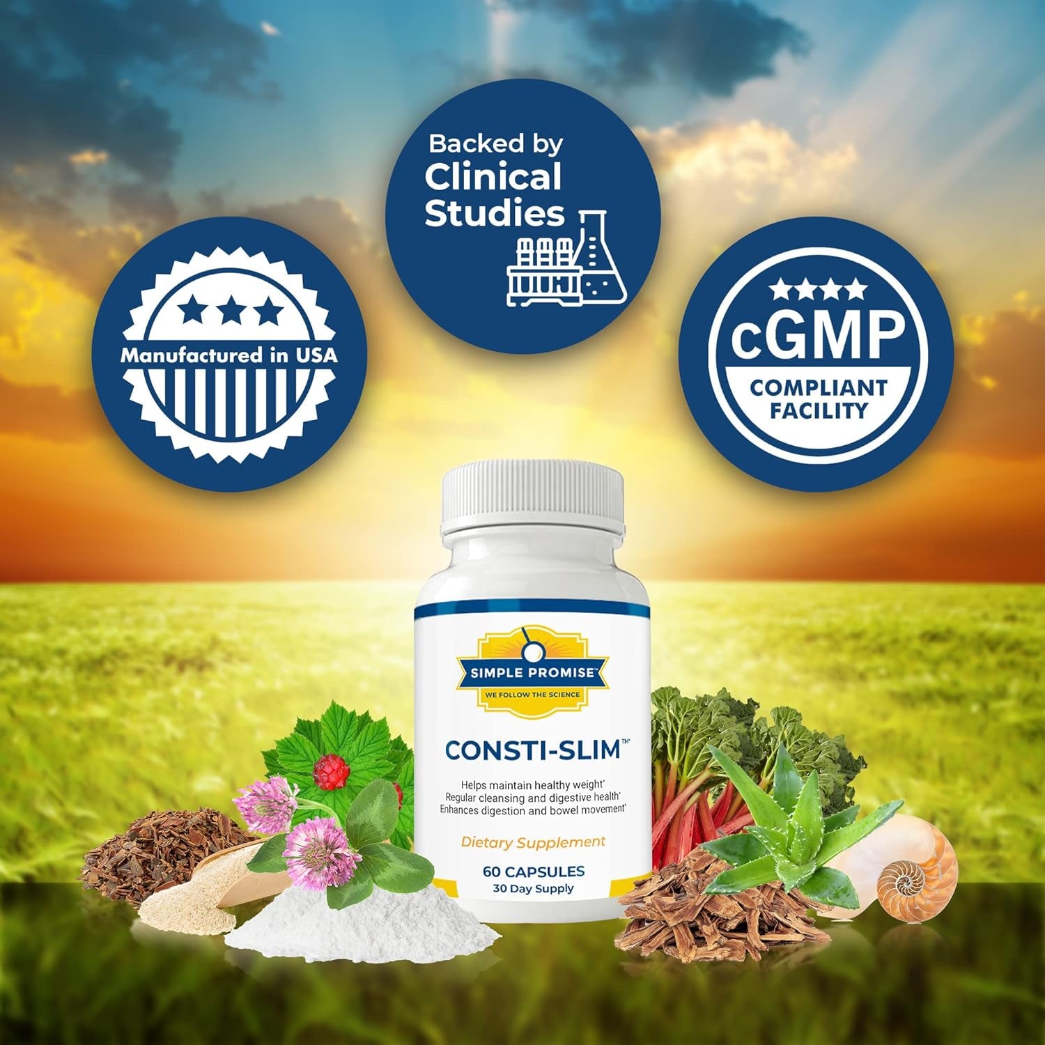 Simple Promise - Consti-Slim - Natural Digestive Health and Wellness Support – Promotes Healthy Enzyme Activity, 60 Capsules